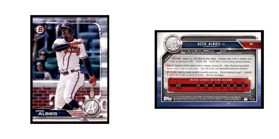 2019 Bowman: Ozzie Albies Baseball Cards #96 - Image 3 of 3