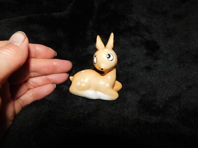 VINTAGE SWEET FAWN HIRSCH BONE CHINA FIGUR PFIRSICH GLANZ GLASUR GROSSE AUGEN
