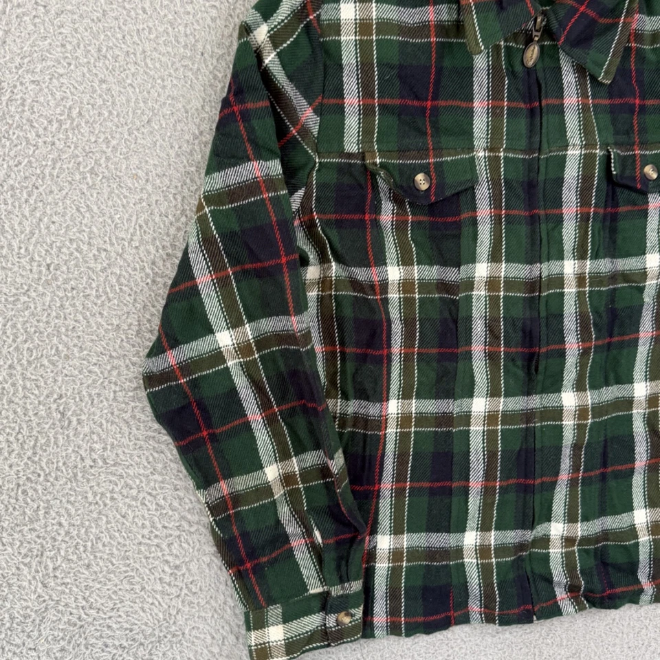 复古 Express Shacket 女式大号绿色格子拉链 90 年代法兰绒学院风全新带标签 — 第 4/4 张图片