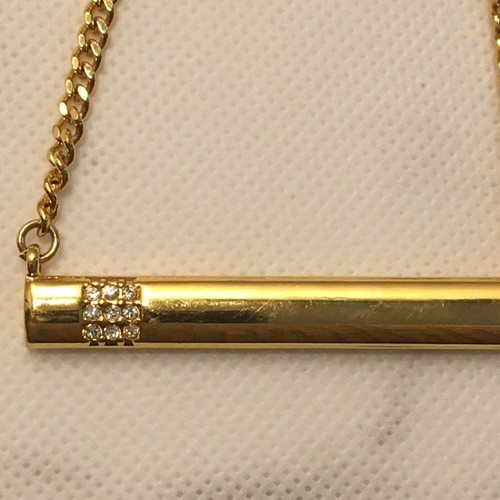 Vince Camuto Gold Tone Chainlink Pave Crystal Bar Necklace 16” W/extender 18” - Picture 3 of 6