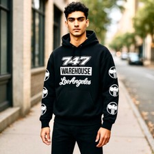 Adidas Black Hoodie Graphic Sweatshirt Double Sided size Small