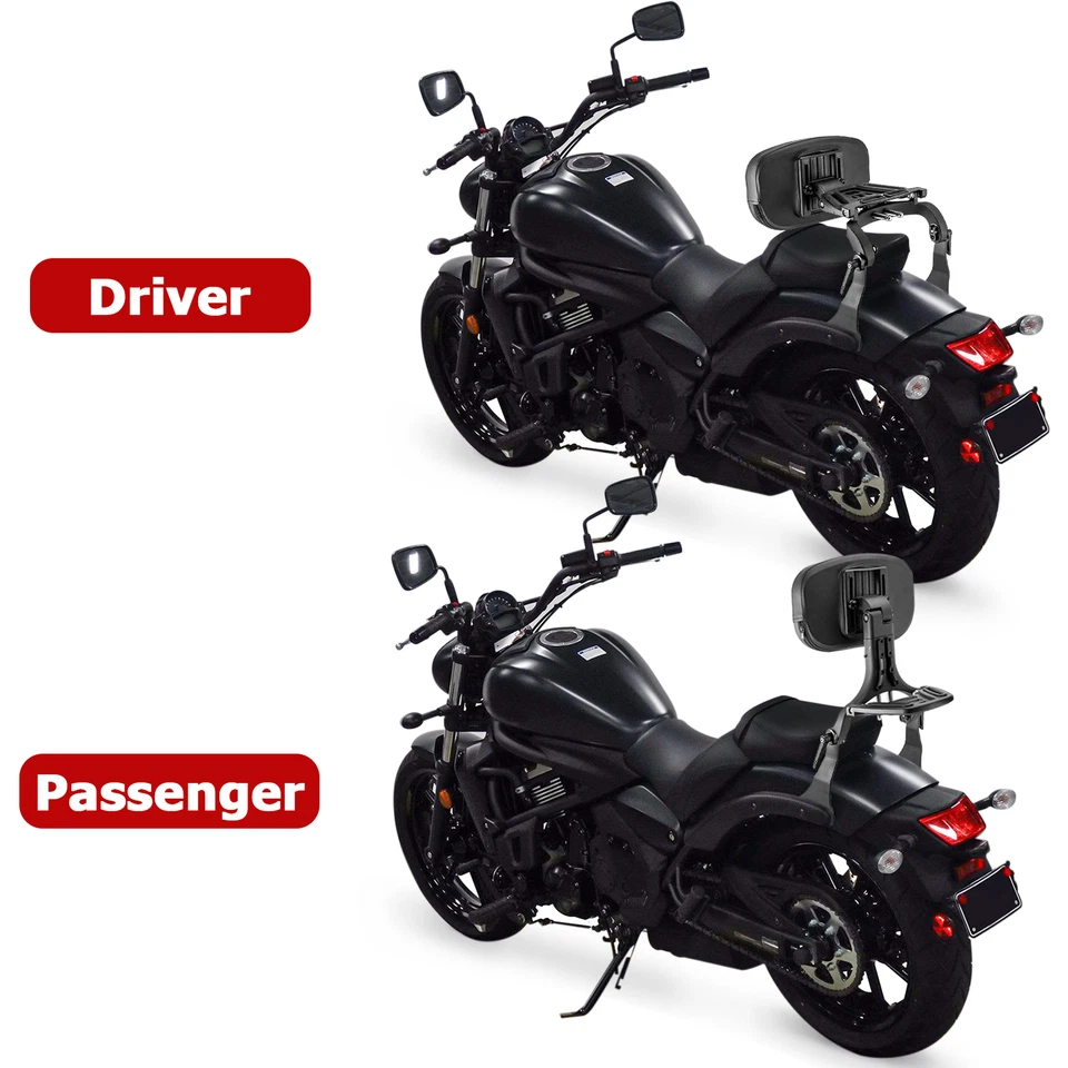 Respaldo multiusos negro barra Sissy para Kawasaki Vulcan S EN650 2017-más tarde Foto 3 de 4