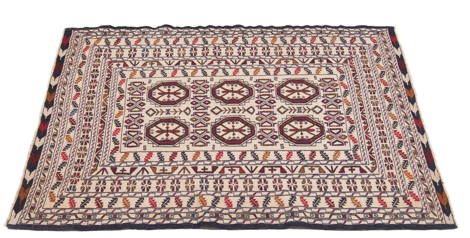Kelim Sumach 190x130 cm Handgewebter Orientteppich-Nomadic,kilim,Soumak,Beige - Bild 4 von 4