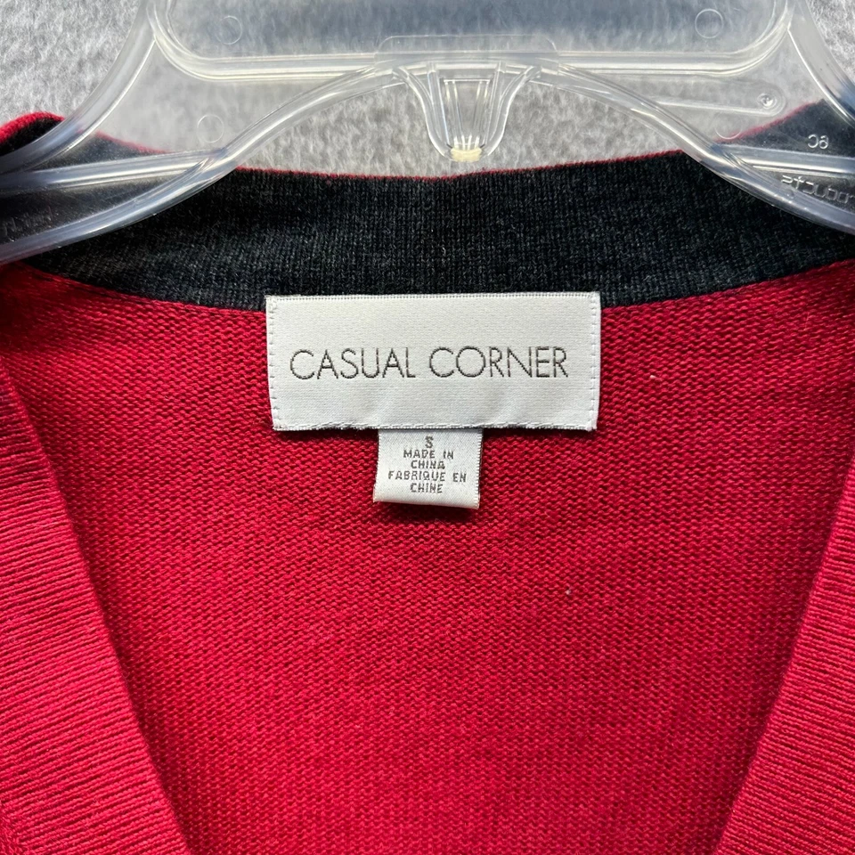 Cárdigan Esquinero Informal Mujer Pequeño Rojo 100% Lana Suéter Informal Damas Foto 4 de 4