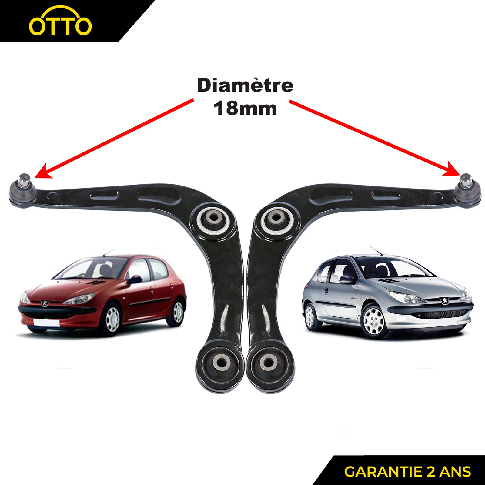 Triangle de suspension Peugeot 206 pour eliminer les claquements du train