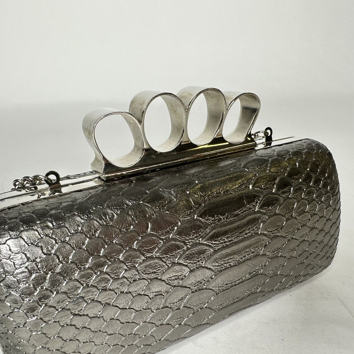 EXPRESSION NYC. silver clutch 7.5wide, 4inch tall, 3inch EXPRESSION NYC. silver clutch 7.5wide, 4inch tall, 3inch