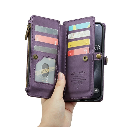 For iPhone 16 15 14 13 12 Pro Max Plus Case Wallet Leather ZIP Bag Strap Cover - Picture 16 of 84