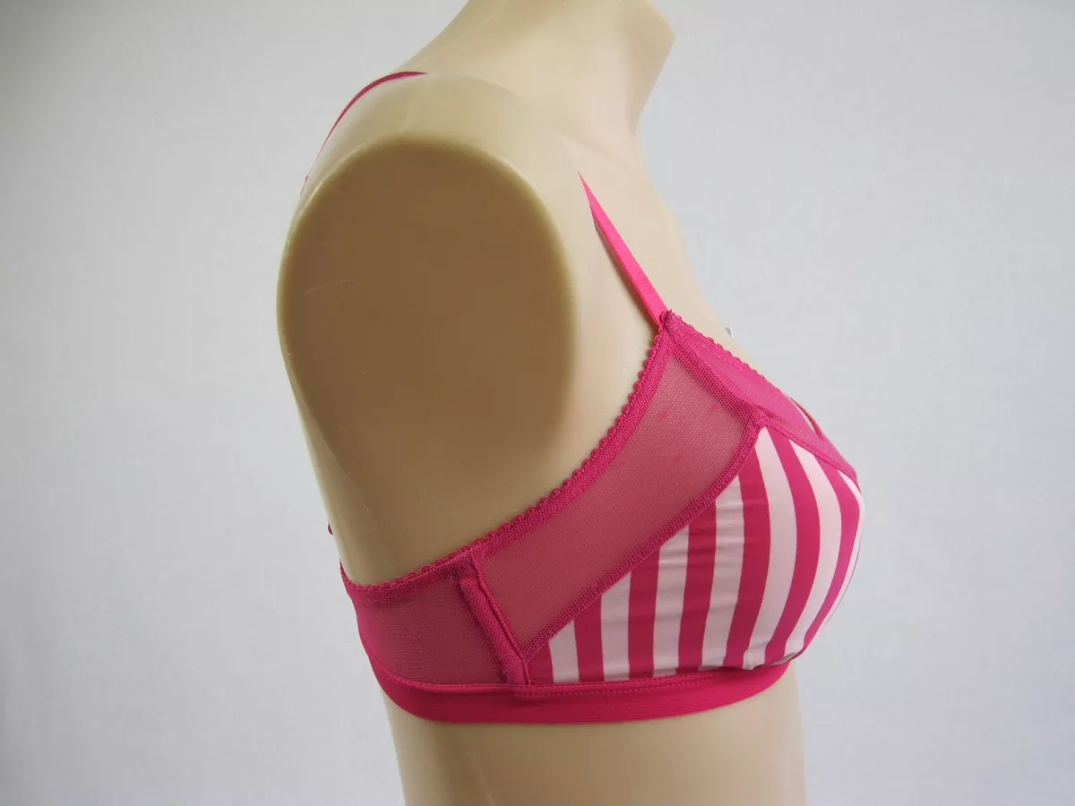 Lovable Ladies Stripped Wirefree Bralette Bra size Small Colour Pink White