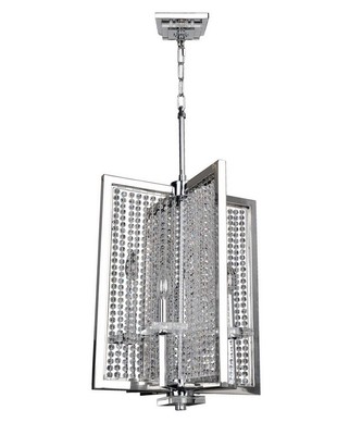 Rockefeller Chrome 4 Light Pendant/Chandelier, Firenze Clear Crystal