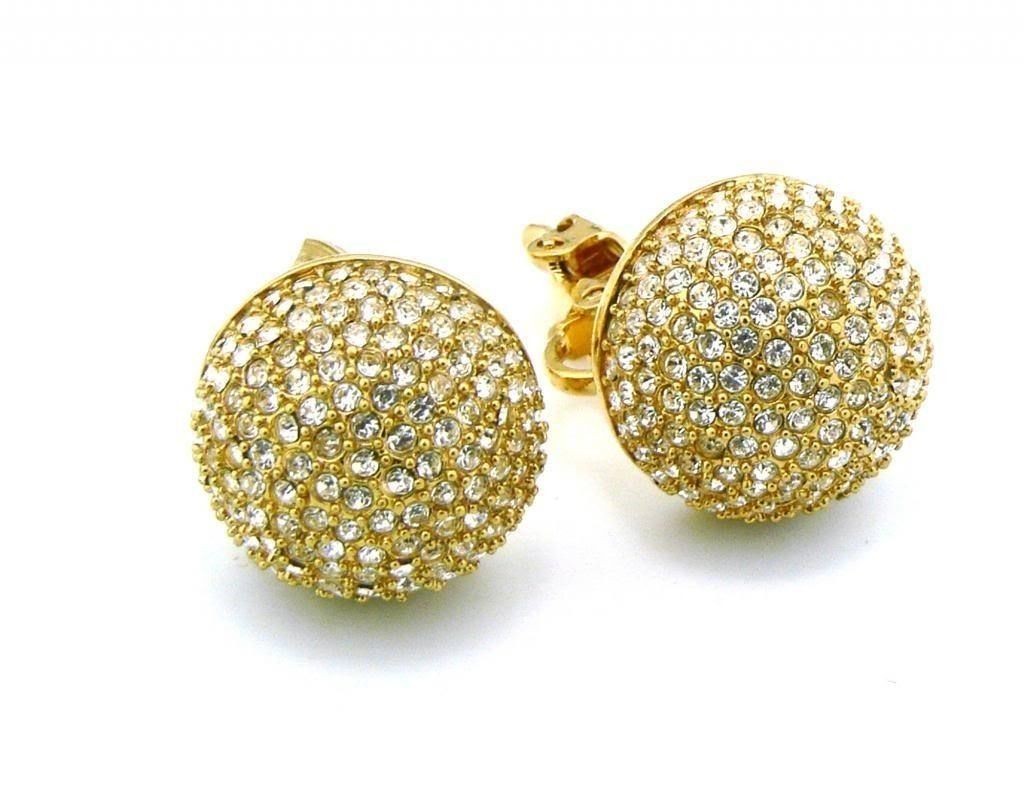 NEW Michael Kors Women's Gold Tone Pave Crystal Dome Clip-on