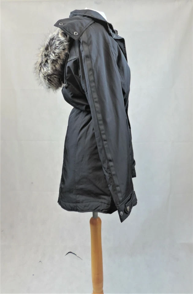 LAND'S END TWO WAY ZIPPER FUR HOOD JACKET BLACK SIZE UK S NH013 CC 09 - Image 4 of 4