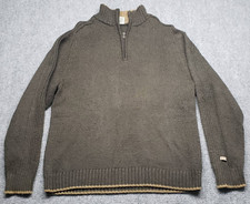 Columbia Sweater Mens XL Pullover Brown Mock Neck 1/4 Zip Long Sleeve Tight Knit