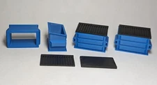(5) - Blue Garbage Trash Dumpster w/Lid Scale Toy Diorama Accessory 1:64 Set