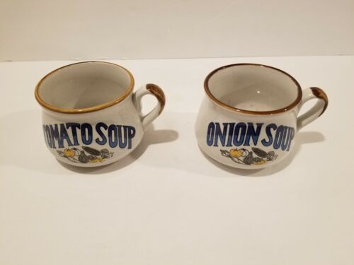 Lot de 2 tasses à soupe vintage faites main par festival fabriquées en Corée - Photo 1/3