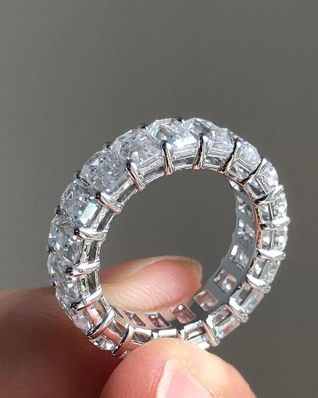6Ct Emerald Cut Lab Diamond Eternity Wedding Band in 14K White Gold-image