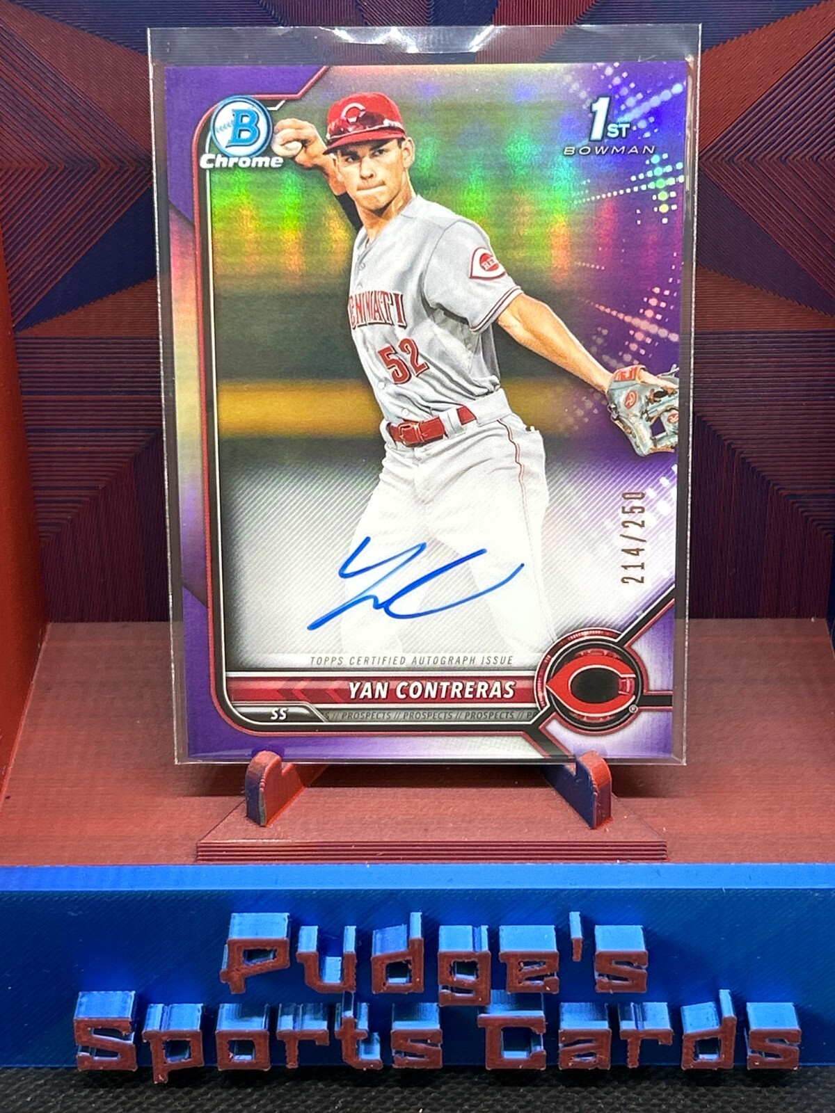 YAN CONTRERAS 2022 Bowman Chrome 1st Purple Refractor RC Auto /250 - J588