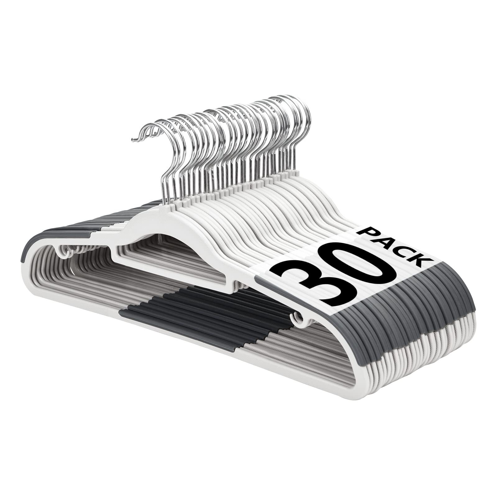 30-Pack Non-Slip Space-Saving Plastic Hangers - No Stains-image