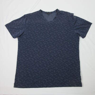 Robert Barakett Shirt Men Large Blue Gray North Hatley V Neck Tee Pima Cotton