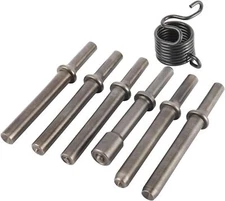 7Pcs Smoothing Pneumatic Air Rivet Hammer Tool with Spring Shank Chisel Bits Set