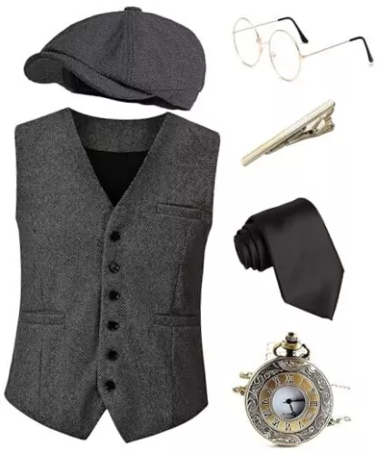 EFORLED Halloween 1920s Mens Costume Accessories XX-Large Set1-darkgray