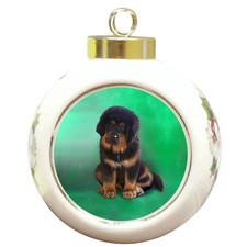 Tibetan Mastiff Dog Round Ceramic Ball Christmas Ornament