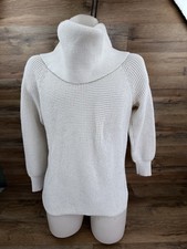 Michael Kors Cowl Neck Waffle Knit Pullover Sweater Long Sleeves Ivory Sz M
