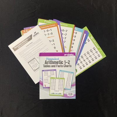Abeka Homeschool Arithmetic 1-2 Tables and Facts Charts, A Beka 1st-2nd Math