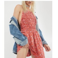 Free People Petunia Puckered Sleeveless A-Line Mini Dress Poppy Combo Small NWT