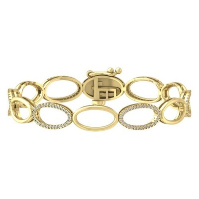 10k Yellow Gold 0.75Ct Lab Grown Diamond Fashion Bracelet 7'' Gift For Women