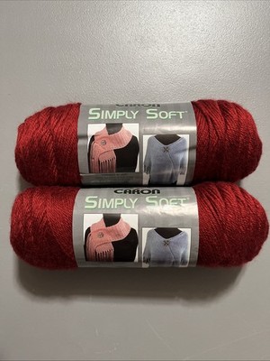 2 Skeins Of 9730 Autumn Red 6 oz.            Caron Simply Soft Yarn
