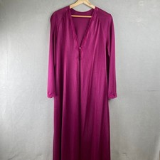 Vintage Lorraine Magenta Purple Pleated Lace Trim Maxi Robe Nightgown Large USA