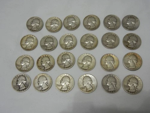 90% SILVER WASHINGTON QUARTERS LOT OF (24) 1936 D, 1944 S, 1946 S KEY DATES