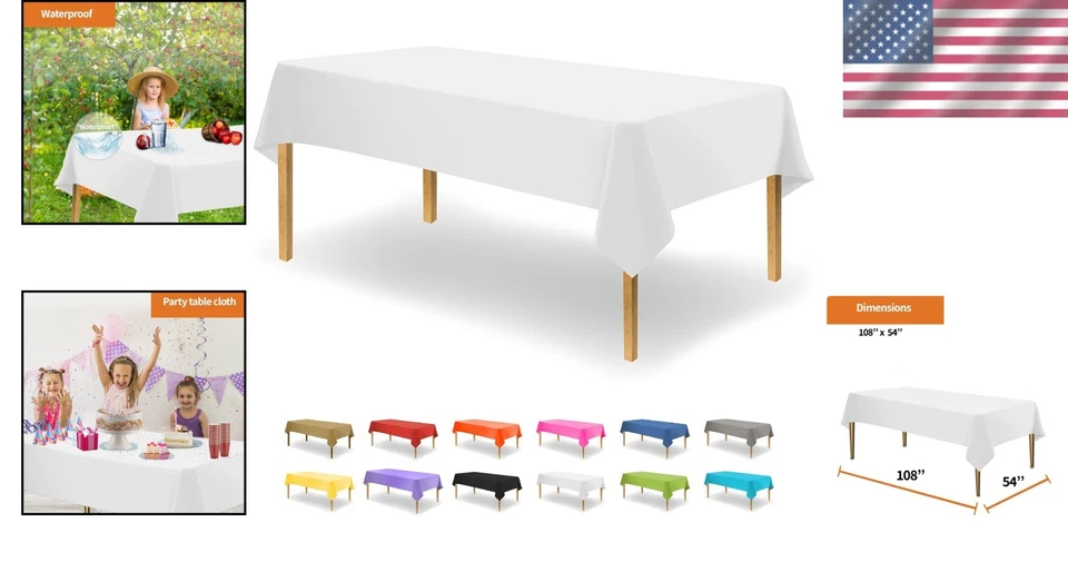 White Disposable Plastic Tablecloth 48 Pack - Party Decor - Image 2 of 4