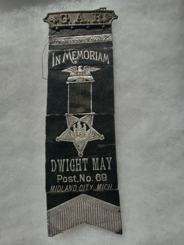 MIDLAND CITY MICHIGAN GAR CIVIL WAR VETERAN GRAND ARMY REPUBLIC REUNION RIBBON