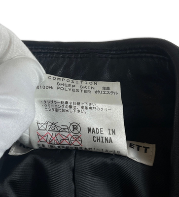 KATHARINE HAMNETT LONDON Black Sheep Skin Leather Riders Jacket