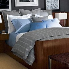 Rare 814 Ralph Lauren 8 Pc. Jermyn Street Queen Duvet Cover Shams Sheets Gray