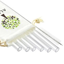 ALINK Reusable Clear Smoothie Straws, 10 in x 10 mm Jumbo 8 Piece Set, 