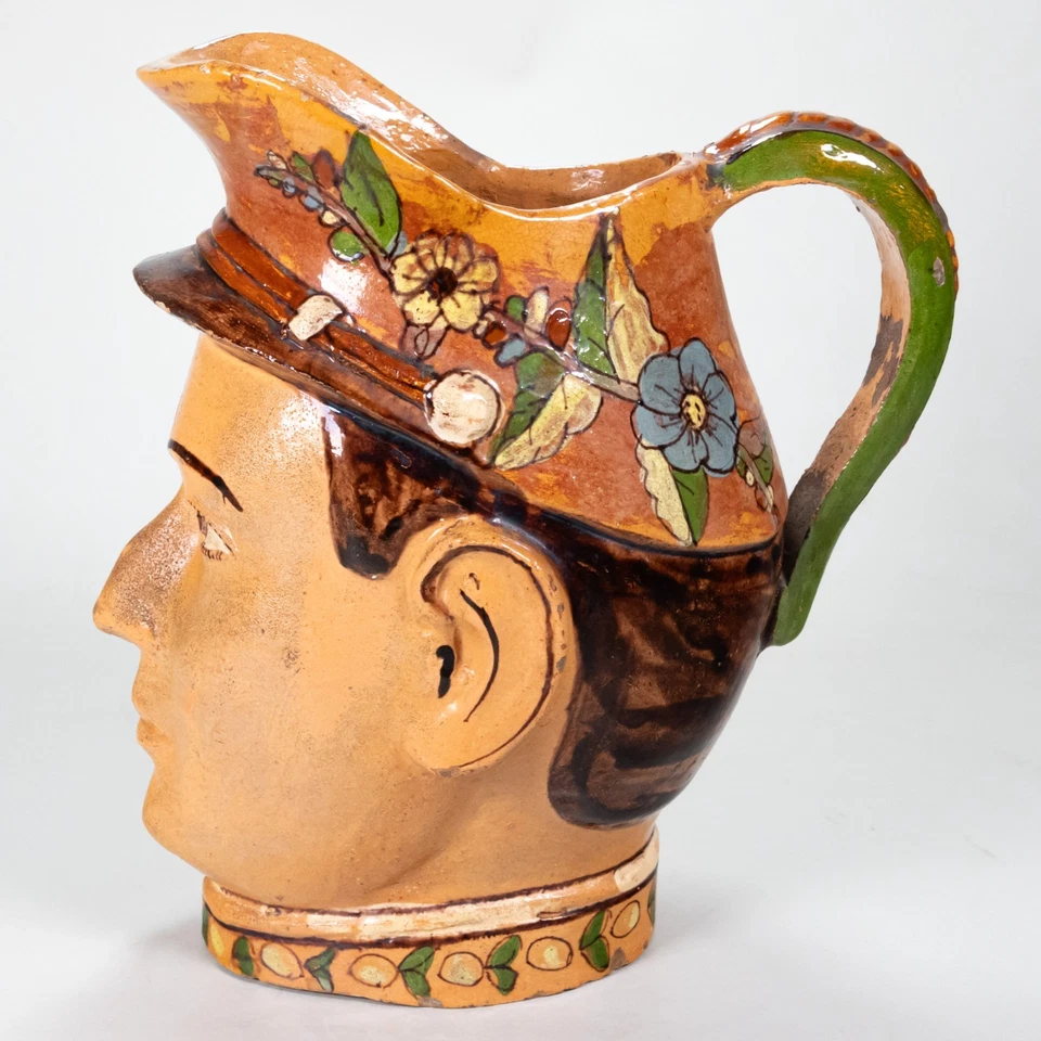 Rare Vintage 1930s Tlaquepaque Mexican Pottery Pulque Pitcher Military Figure - Image 4 of 4