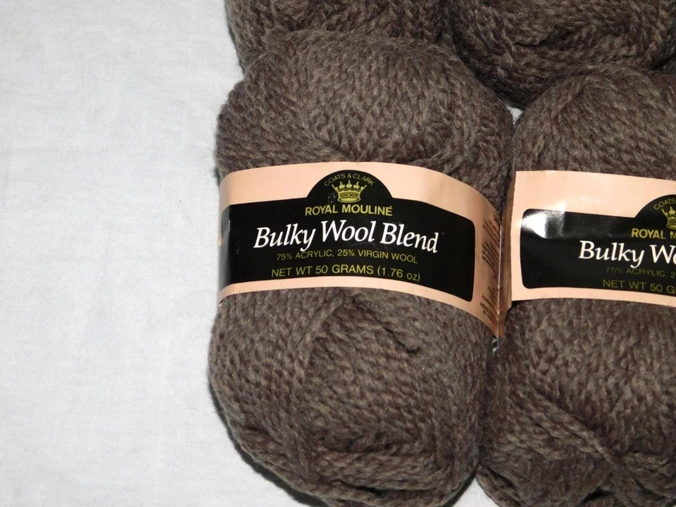 Coats & Clark Royal Mouline Smokey Brown 批量 10 个骨架纱线笨重羊毛混纺 — 第 4/4 张图片