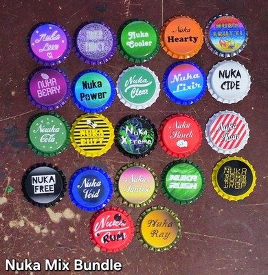 Fallout Inspired Nuka Mix Bottlecap Bundle Of 22 Caps *Unofficial, Handmade*