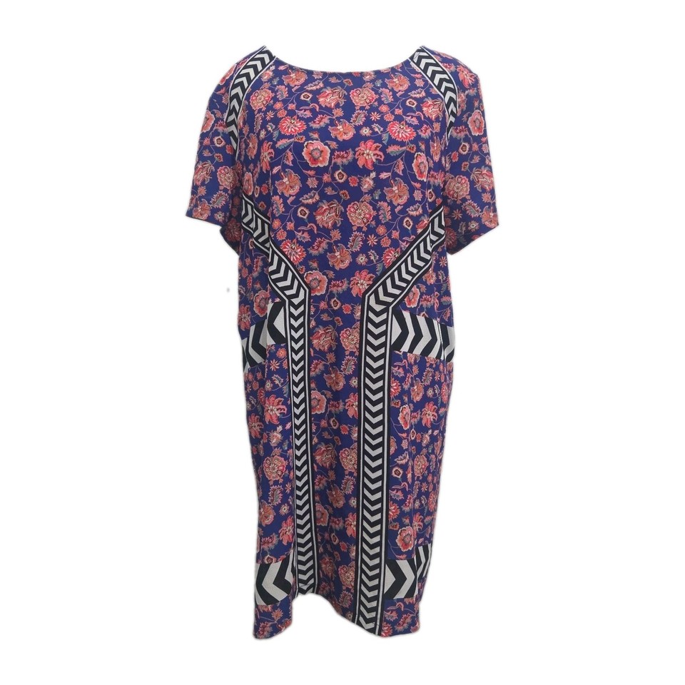 Minkpink Womens Shift Dress Size M Orange Black White 105cm Bust 85cm Length