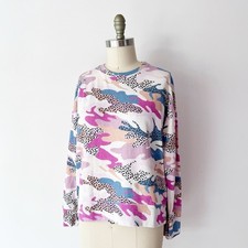 Sundry Women's Camouflage Sweatshirt in Pink, Oversized, Lounge, Cozy, Abstract