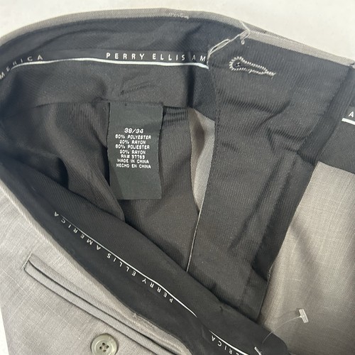 Perry Ellis Portfolio Herren Hose 38x34 Grau Plissee Bündchen Classic Fit Neu mit Etikett - Bild 8 von 14
