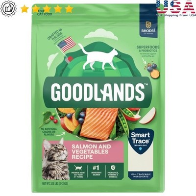 Sustainable Salmon Dry Cat Food W/ Vegetables Probiotics Superfoods Kibble New