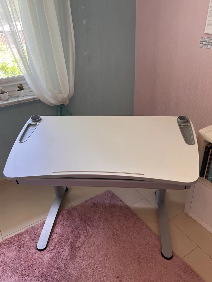 Scout Schreibtisch weiß höhenverstellbar neigbar mit Schublade & Haken - Bild 2 von 4