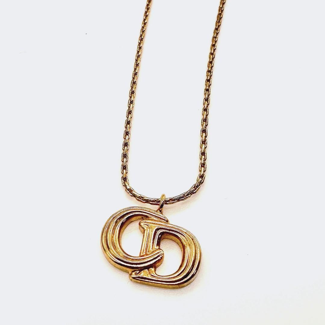 Christian Dior Adjustable Gold Logo Necklace 40-46cm Pre-Owned Japan