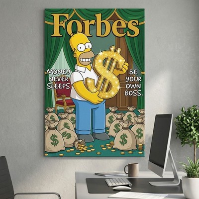 Pop Art Simpsons FORBES Kunst, Wandbild. Acrylglas, Leinwand, Poster Deko Bild
