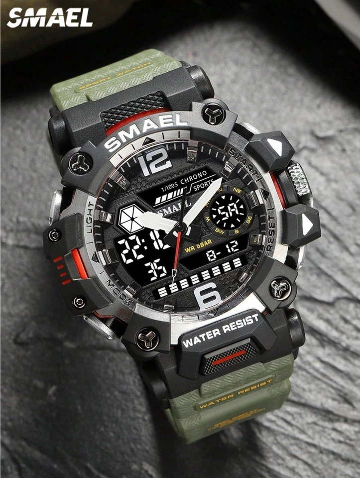 Orologio Sportivo Uomo Digitale Analogico Cronografo Impermeabile 50M