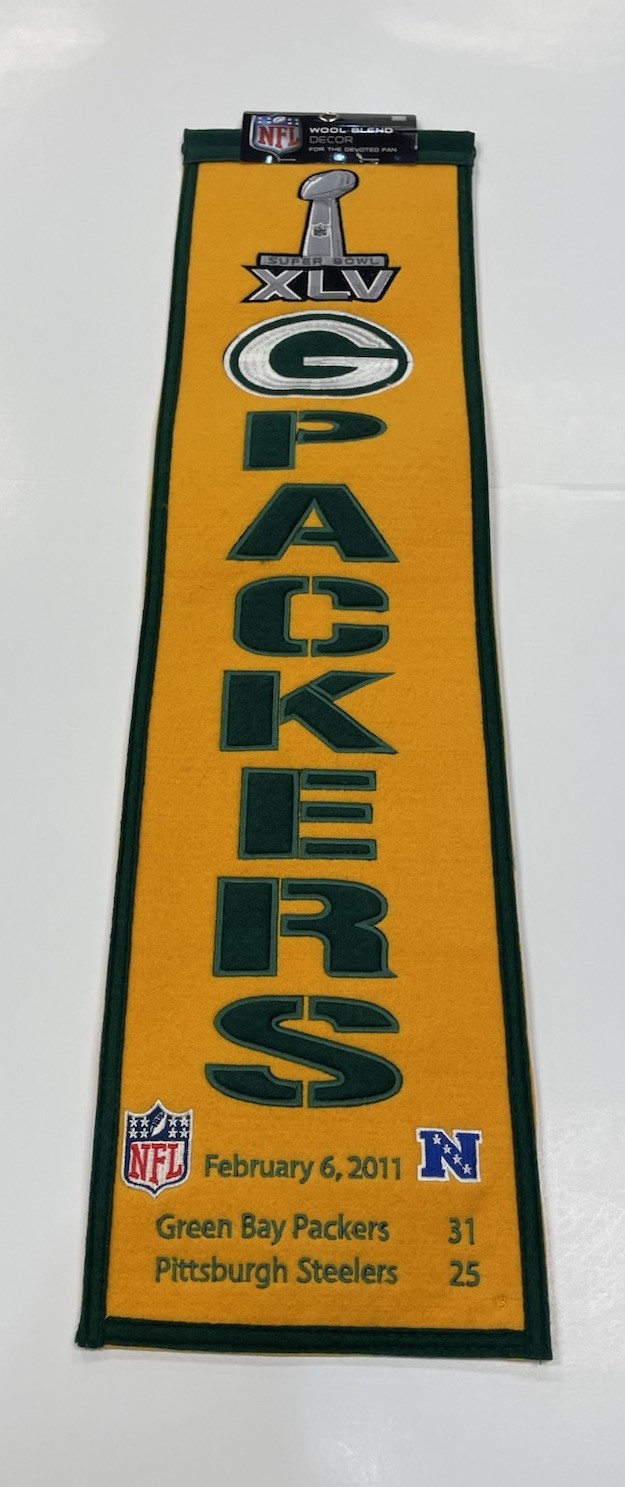 Green Bay Packers NFL Super Bowl XLV Winning Streak Embroidered Heritage Banner