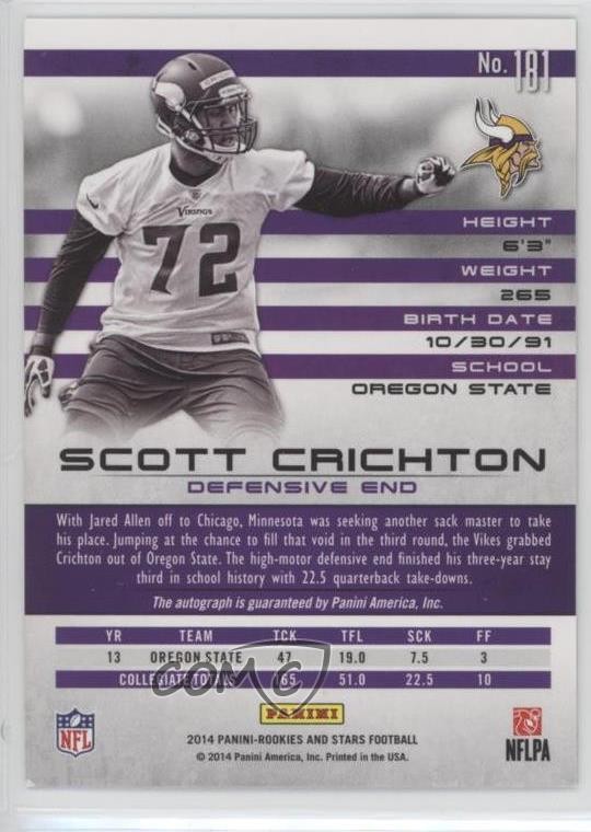 2014 Panini Rookies & Stars Longevity Rookie 19/25 Scott Crichton Auto RC 0b2